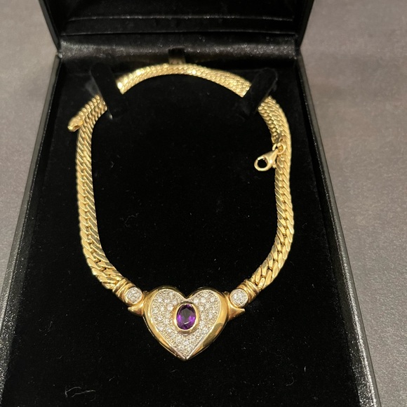Vintage Amethyst and diamond necklace 14k - Picture 4 of 5